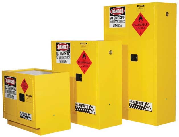 Cabinet - Flammable Liquids Storage Justrite Under Bench Yellow - 100 Litre