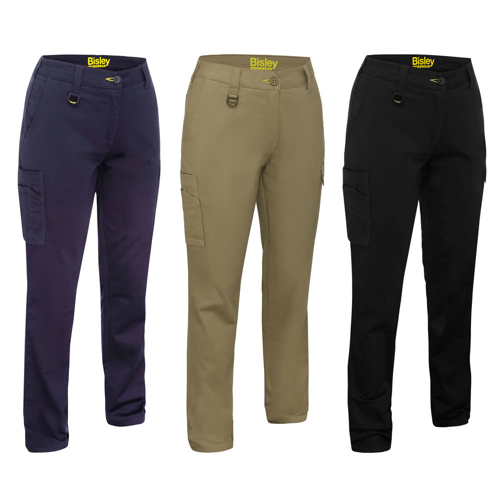 Trouser - Cargo Bisley Womens BPLC6008 Stretch Cotton Drill 280gsm navy khaki black