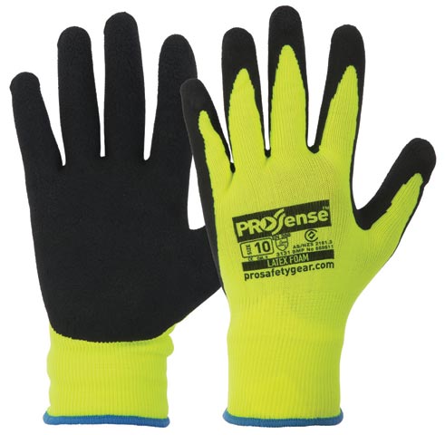 Glove - Rubber Latex ProSense Foam Palm Dip HI VIS Knit Liner - SafetyQuip