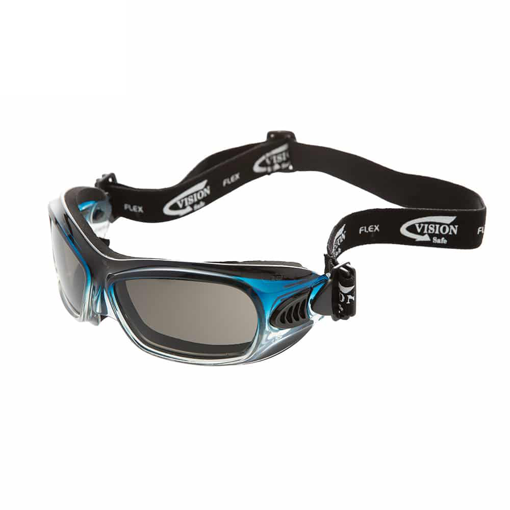 Goggle - Smoke VisionSafe Flex MI Twin Lens HC/AF Lens Foam Seal Blue ...