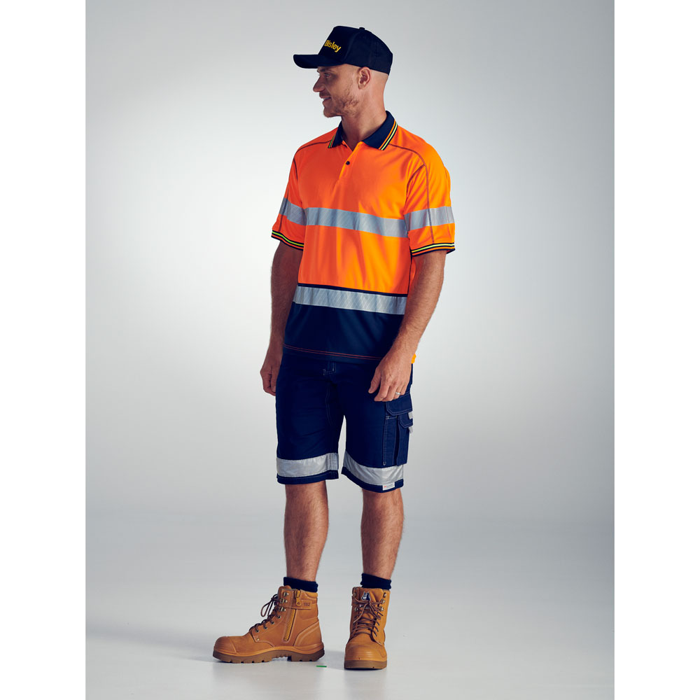 Polo - Polyester Bisley BK1219T 130gsm Open Mesh Short Sleeve 2 Tone HI VIS D/N c/w Tape - Image 2